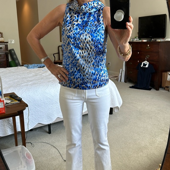 EUC: Carlisle size 0🔥100% SILK🔥Zipper side & tie back. Black Royal Blue HIP - Picture 10 of 11